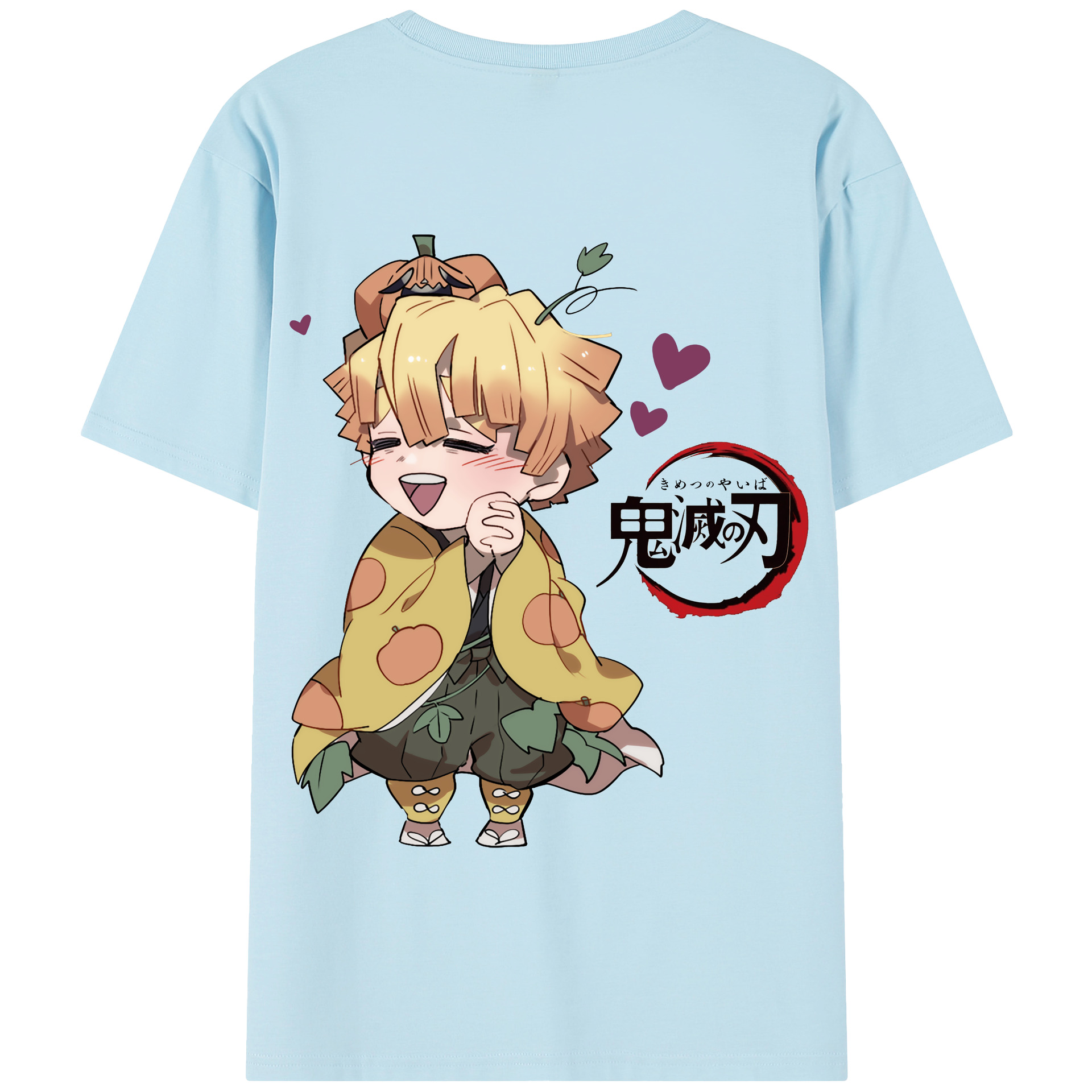 （画像用） 鬼滅の刃（きめつのやいば）我妻 善逸／あがつま ぜんいつ Agatsuma Zenitsu 綿100％半袖Tシャツ（背面プリント）